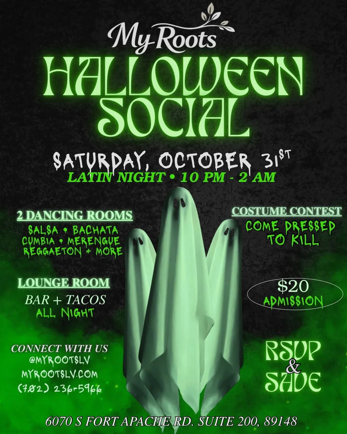Halloween Social en My Roots: salsa, bachata y cumbia